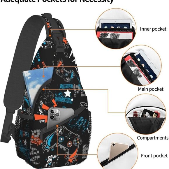 Men's Polyester Sling Backpack Lightweight Travel Crossbody Daypack - Picture 6 of 8